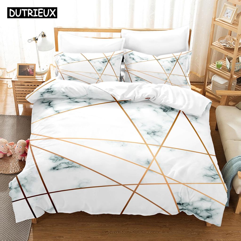 3D Printed Art Marbling Bedding Set Down Quilt Cover With Pillowcase Double Complete Queen King Bedding