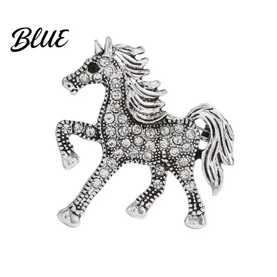 Funky Horse Brooch Retro Rhinestone Inlaid Pin Zodiac Year Animal