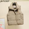 BITCED Autumn/Winter Puffer Jacket with Stand Collar and Zip Fastening Cotton-Filled Waistcoat, Vest, Jacket, or Light Outerwear