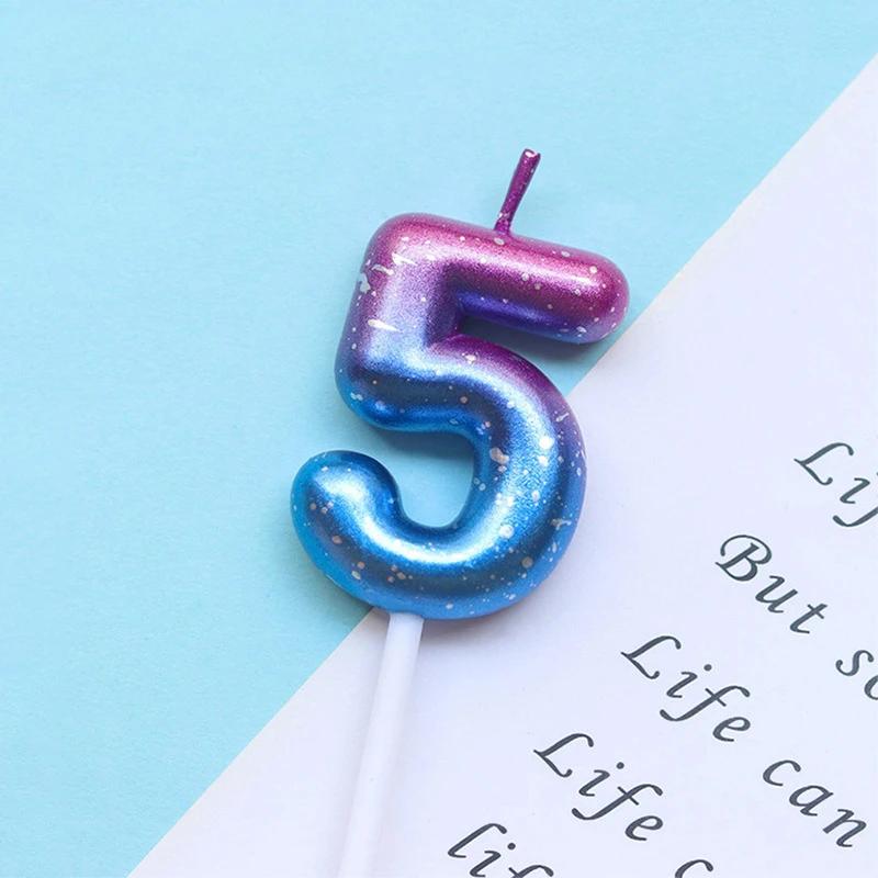 Happy Birthday Cake Decorated Interstellar Digital Colorful Candle Children's Delicate Candy Color 0-9 Number Candle Party Decor
