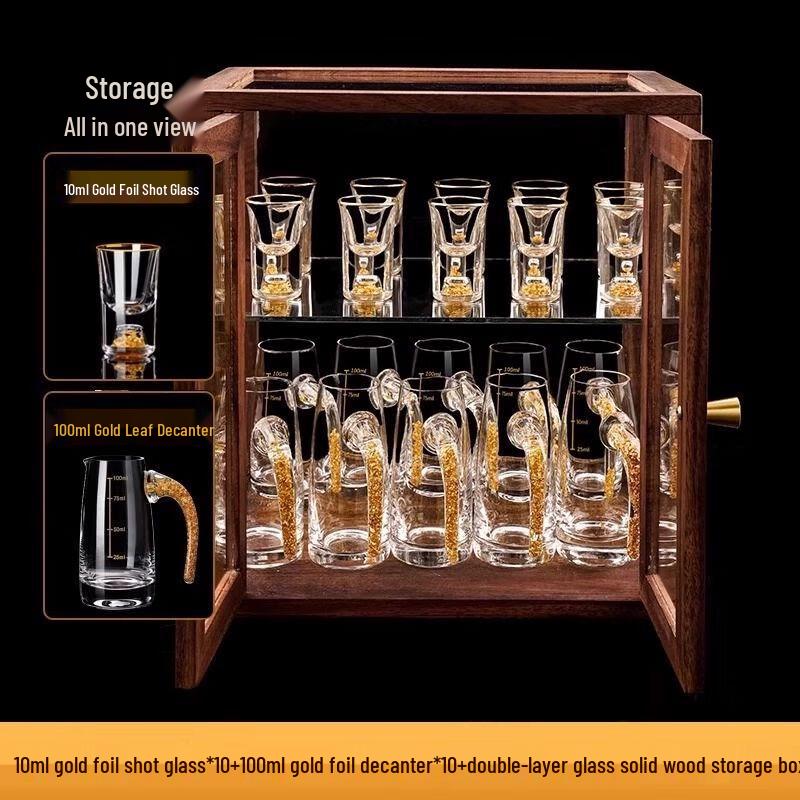 

TXRMDX Gold Foil Double-Layer Baijiu Glass Set with Decanter
