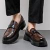 Autumn muffin and platform shoes men's metal buckle one pedal men's large size 4748 small leather shoes