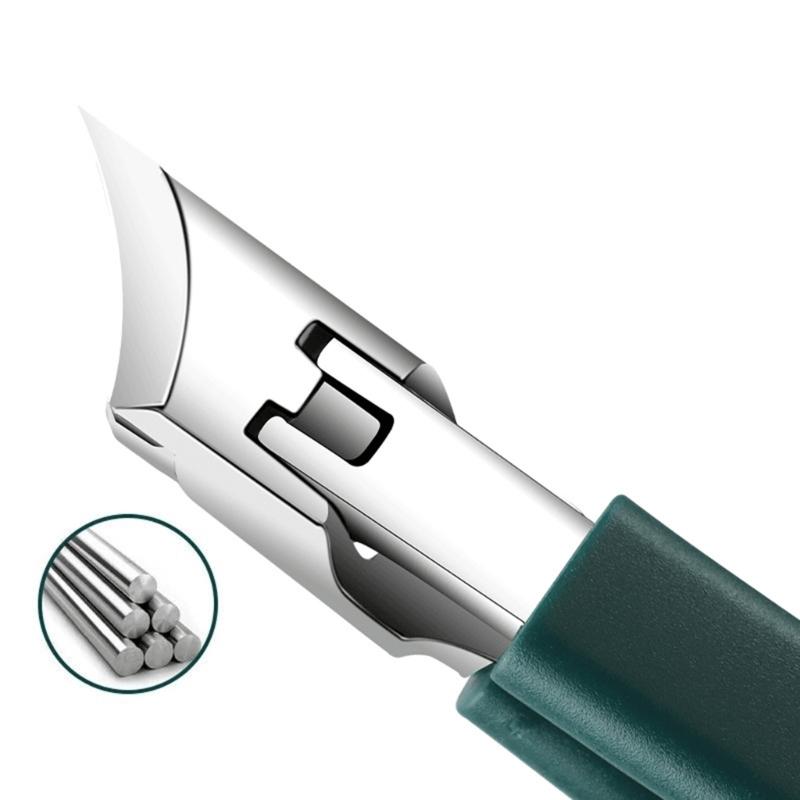 Angled Edges Slanted Nail Clippers For Thick Nail Wide Jaw Nonslip Handle Antisplash Clippings Collector Stainless Steel