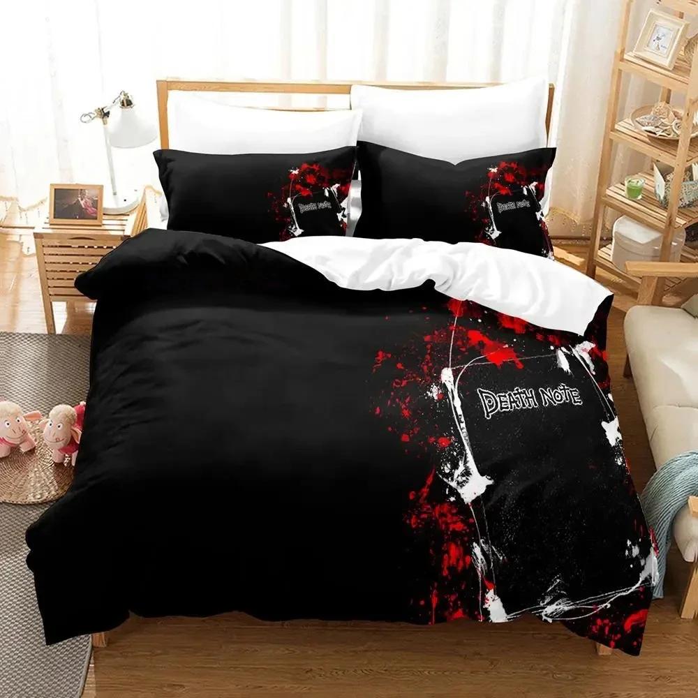 3D Print Death Note Anime Bedding Set Boys Girls Twin Queen King Size Duvet Cover Pillowcase Bed Boys Adult Home Textileextile