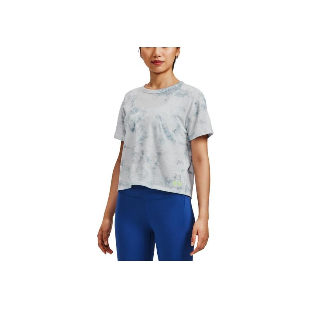 Under Armour Tie-Dye Print Crew Neck Short Sleeve T-Shirt Women tops Mist-Gray 1376827-006