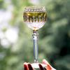 Vintage Handcrafts Multi-Colored Crystal Edo Kiriko Wine Glass Bohemia Hand Engraved Stemware