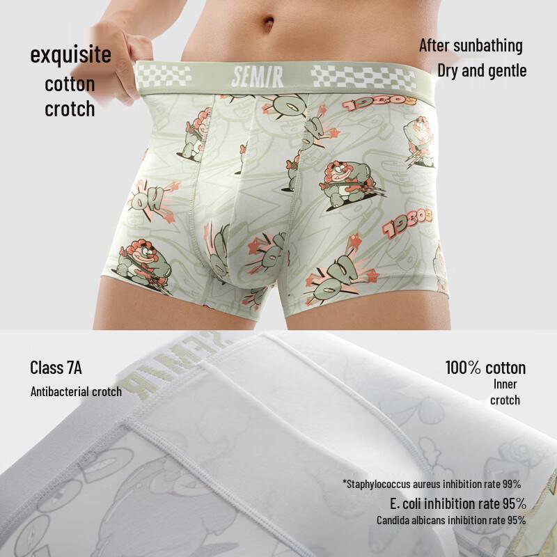 Semir Men's 7A Antibacterial Pure Cotton Boxer Briefs (3-Pack)