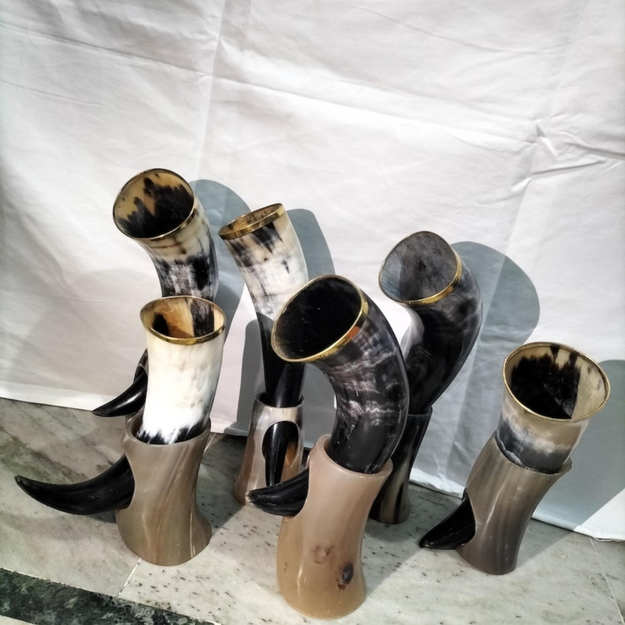 

Лот из 6 кружек в виде рогов для питья в стиле викингов с подставкой: Средневековые пивные кружки из «Игры престолов»