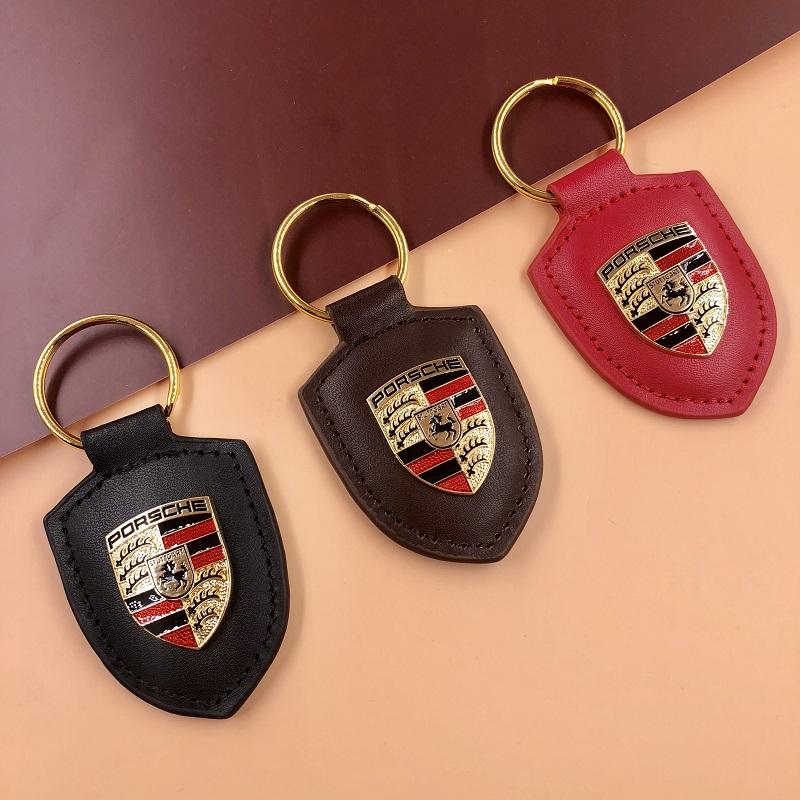 Portachiavi Auto Emblema Scudo in Pelle Portachiavi Metallico di Lusso Per Porsche Cayenne Panamera Macan 911 718 Taycan Boxster Cayman 918