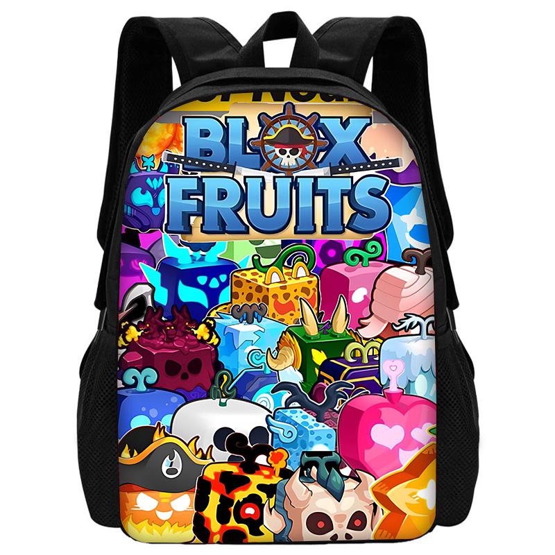 Cartoon Blox Fruits Kinder Schulrucksack mit Umhängetasche Federmäppchen Schultaschen für Jungen Mädchen Bestes Geschenk
