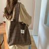 Autumn and winter checkered tote bag, ins laid-back single-shoulder bag, large-capacity handbag, for daily commuting