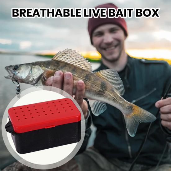 Portable Live Fishing Bait Box with Handle Double-Layer Fishing Lure Bait Carrying Case Fishing Tackle Maggot Worm Earthworm Fishing