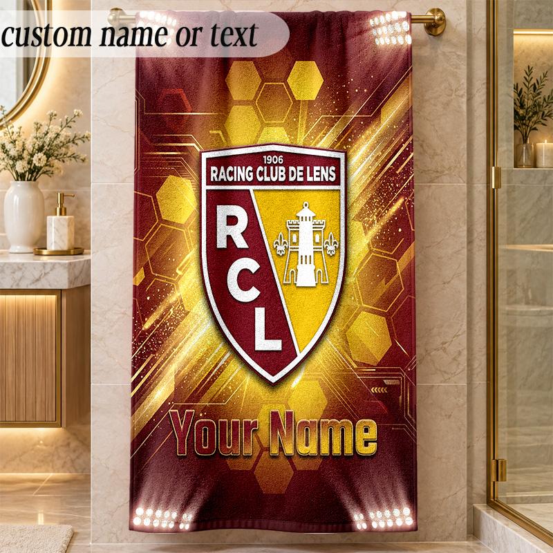 Beach Towelracing club de lens Custom Name Text Personalized Soft Towel for Beach Pool Indoor Home Decor Gift