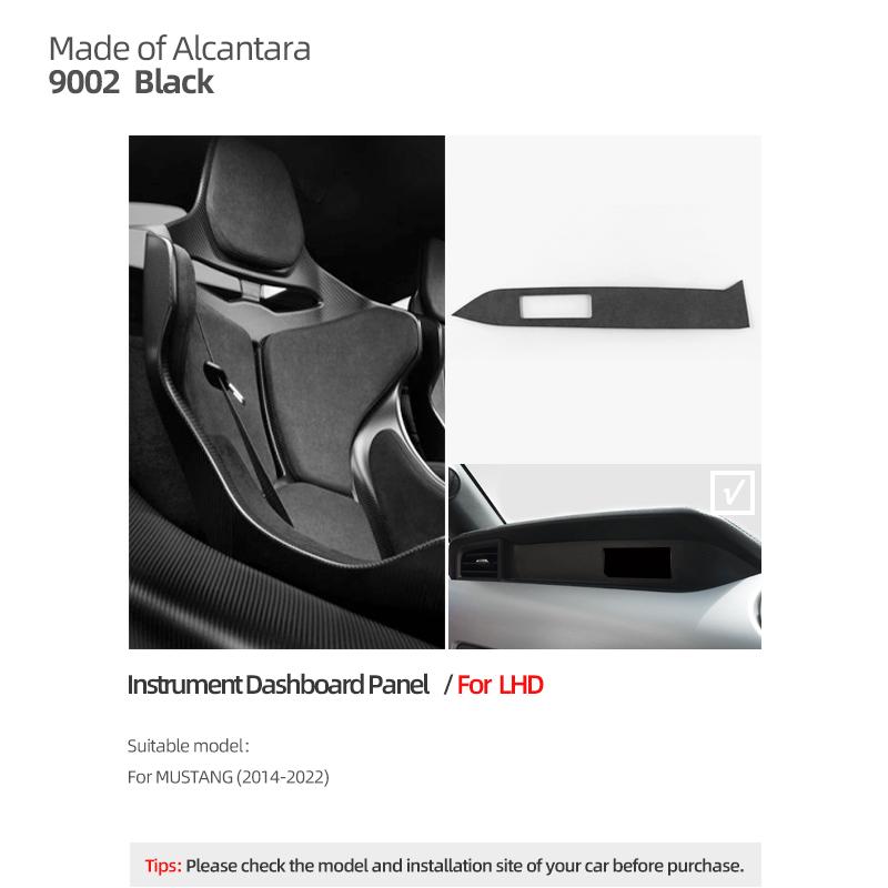 For Ford Mustang GT 2015-2025 Made of Alcantara Co-pilot Dashboard Panel Instrument Trim Sticker Car Interior Tuning Accessories