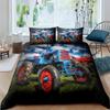Retro Tractor King Queen Duvet Cover Automotive Bedding Set Engineering Vehicle Quilt Cover Farm Tool Cart 3D Polyester Quilt Cover