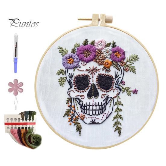 Halloween Embroidery Kit DIY Cross Stitch Kit with Embroidery Hoop Hand Embroidery Starter Handmade Gnome Crafts for Beginners Adults