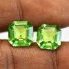 High Quality Natural Green Certified Peridot 14 Ct Square Cut Pair Gemstone