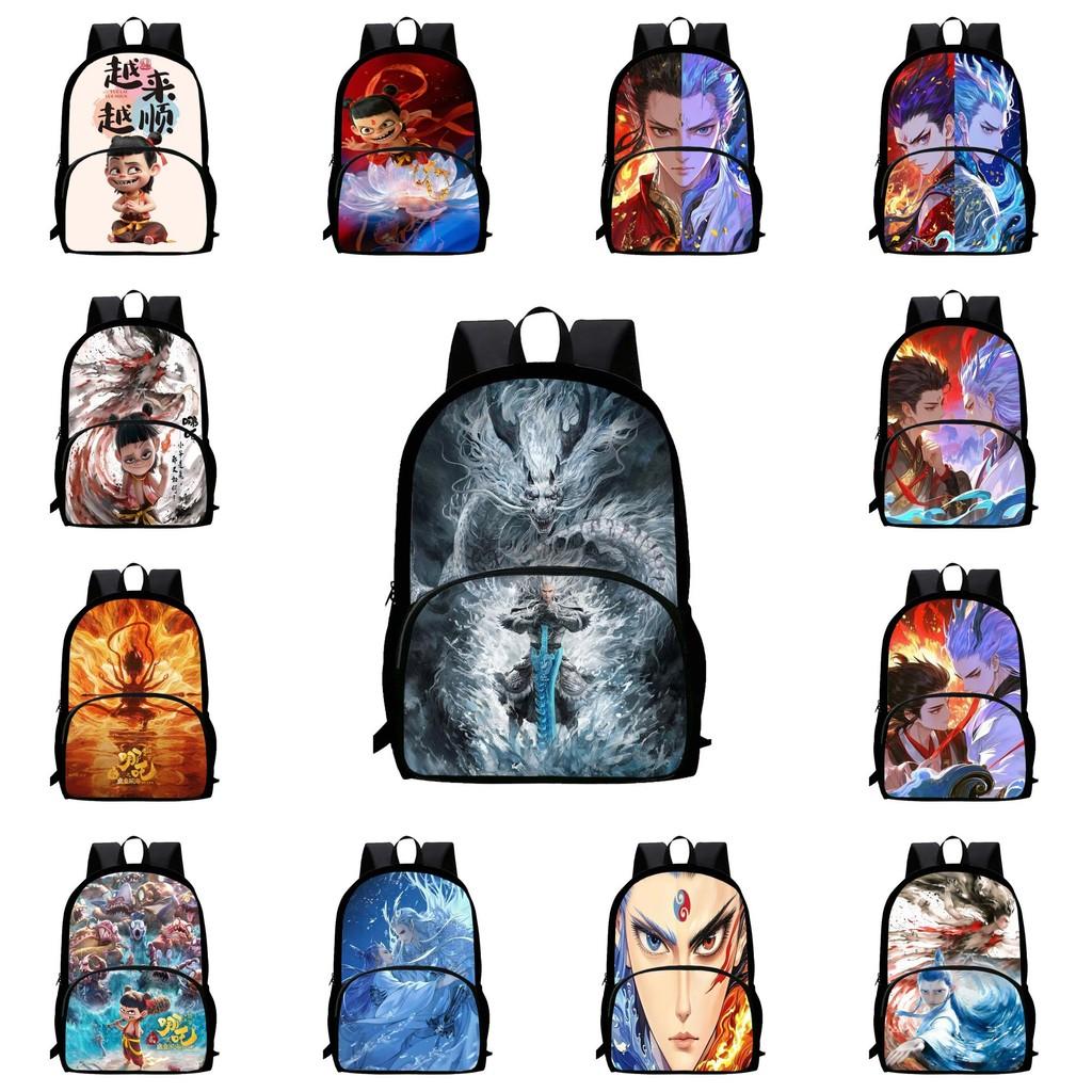 Durable Backpack Nezha Oxford Bookbag For School Use Large Capacity Gift Bag