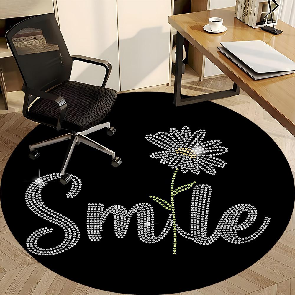 1pc Smile, FlowerChair Carpet for Office, Indoor Non-Slip Washable Polyester Fiber Carpet, Mat For Office, Machine Washable