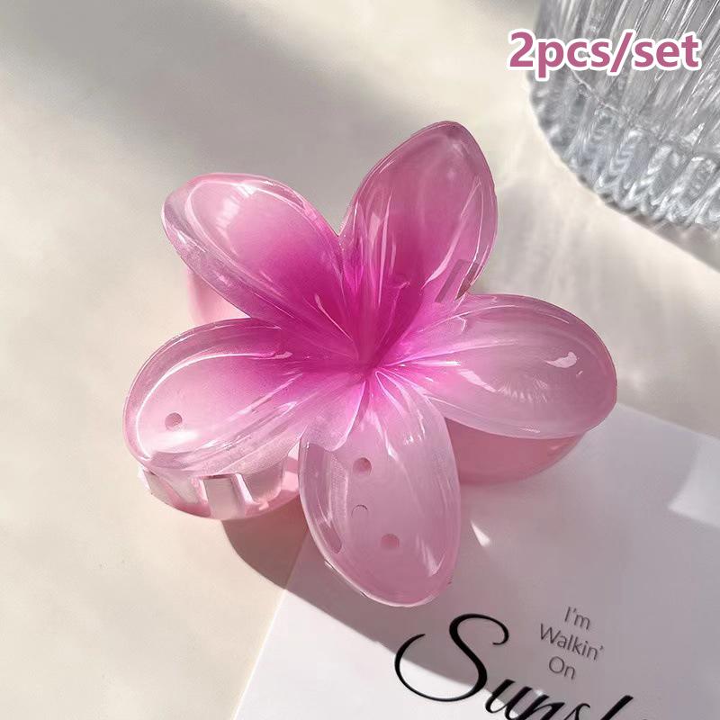 

2 шт. градиентные цветные акриловые заколки-крабы для волос для женщин и девочек, милые заколки для волос в гавайском стиле, аксессуары для волос розовый