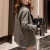 British Style Gray Coffee Suit Woolen Coat Women's Autumn and Winter Thick Loose Casual Suit