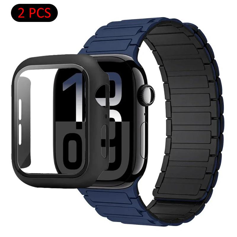 Silicone Strap+Case For Apple Watch Ultra 3/2/1 49mm 11 10 46mm 42mm Magnetic Band iWatch 9 8 7 45mm 41mm 6 5 SE 44mm/40mm Cover