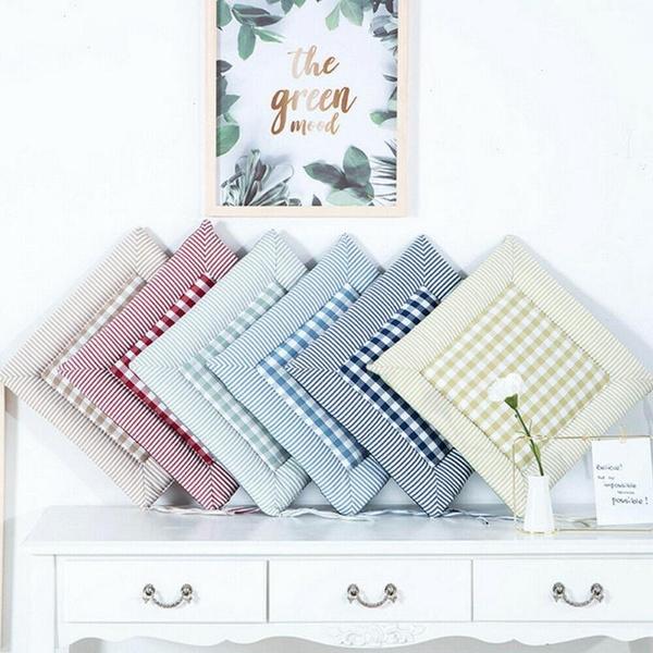 1PC Square Plaid Cushion with Ties 16x16" Seat Cushion Floor Cushion for Indoor Outdoor Dining Room Garden Patio Home & Office