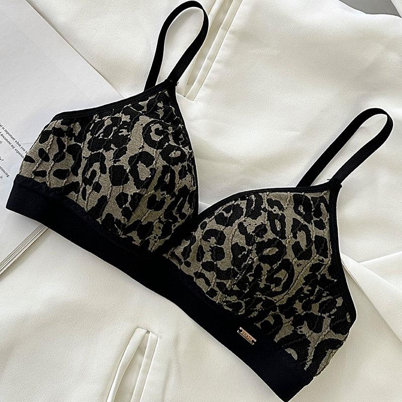 

Оригинальный французский треугольный бюстгальтер с леопардовым принтом - Удобный, Модный, Без косточек 38/85AB леопардовый/зелёный