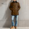 Cappotto invernale da uomo in lana con risvolto, manica lunga, doppiopetto, con bordi in peluche, tasche tinta unita