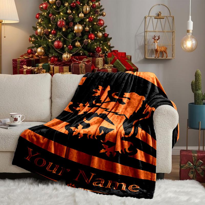Custom Name Dundee United Crest Design Blanket Bedding Blanket for Women Men, Soft Throw Blankets for Couch,Bed, picnic, Christmas gifts