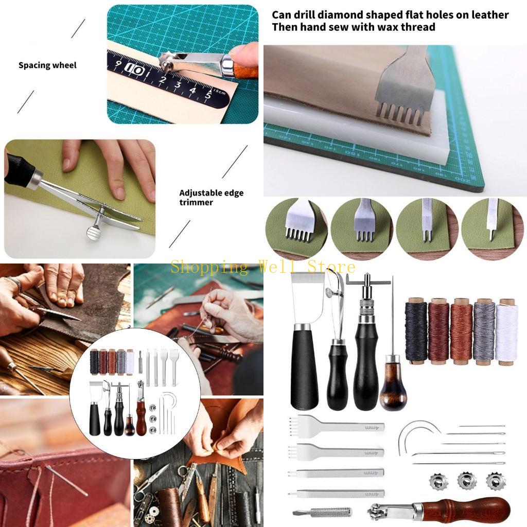 

KX4B Leather Sewing Tool Set Basic Leather Working Tool with Waxed Thread, Stitching Awls, Sewing Needle for Leather Repair China Mainland