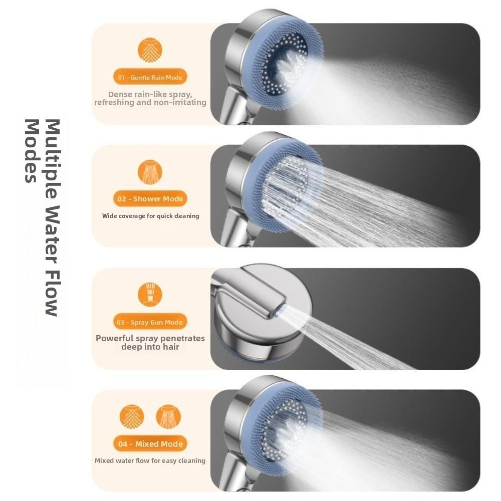 One-Key Stop Water Shower Head 4 Modes Shower Sprayer Head High Pressure Showerhead  Bathroom Use
