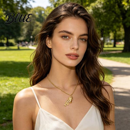 Non-fading Metal Necklace Fish Bone Necklace Punk Street Style Hollow