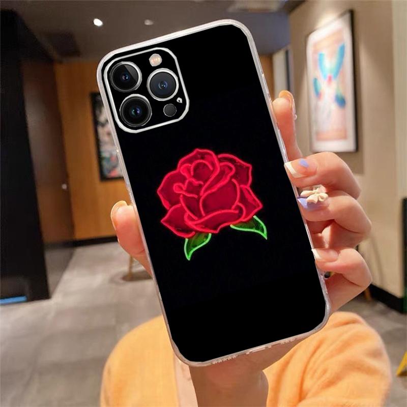 Phone Case For Iphone 17 Pro Max Air 16 15 14 13 Pro Max 15 16 Pro 15Plus Rose In the Dark