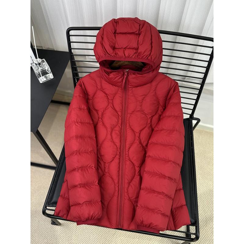 90 White Duck Down Lightweight Hooded Jacket Women Casual Winter Coat