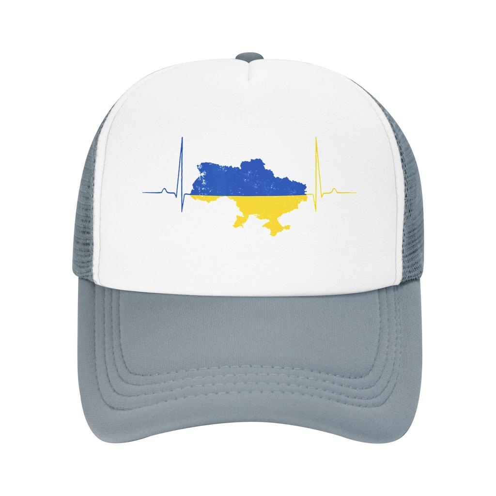 Ukraine Heart Ukrainian Heartbeat Mesh Baseball Cap Unisex Outdoor Trucker Hat Hat Adjustable Summer Trucker Hats