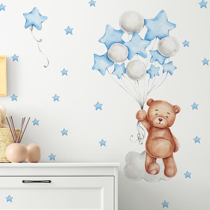 Cartoon Star Bear Moon Cloud Decoration Wall Decal Home Decoration Wall Decal Self Adhesive
