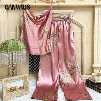 Pigiama Primavera ed Estate Bretelle Pantaloni Lunghi Completo Moda Sexy Sezione Sottile Simulazione Seta Homewear