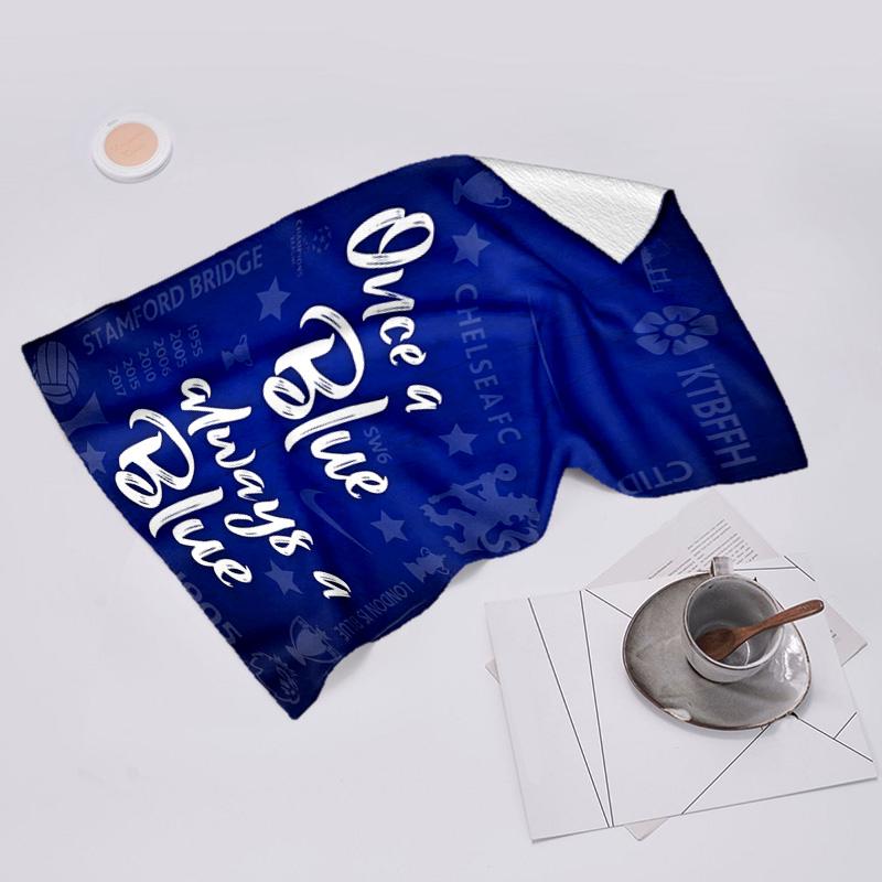 proof beach towel with Chelsea FC logo pattern - soft,absorbent,quick-drying,machine washable - perfect for swimming,camping,bathing