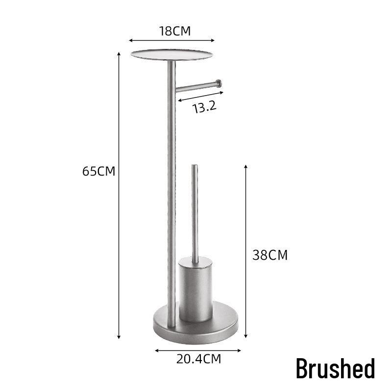 Bathroom Black Stainless Steel Odor-Proof Toilet Paper Holder and Floor Standing Storage Rack with Brush