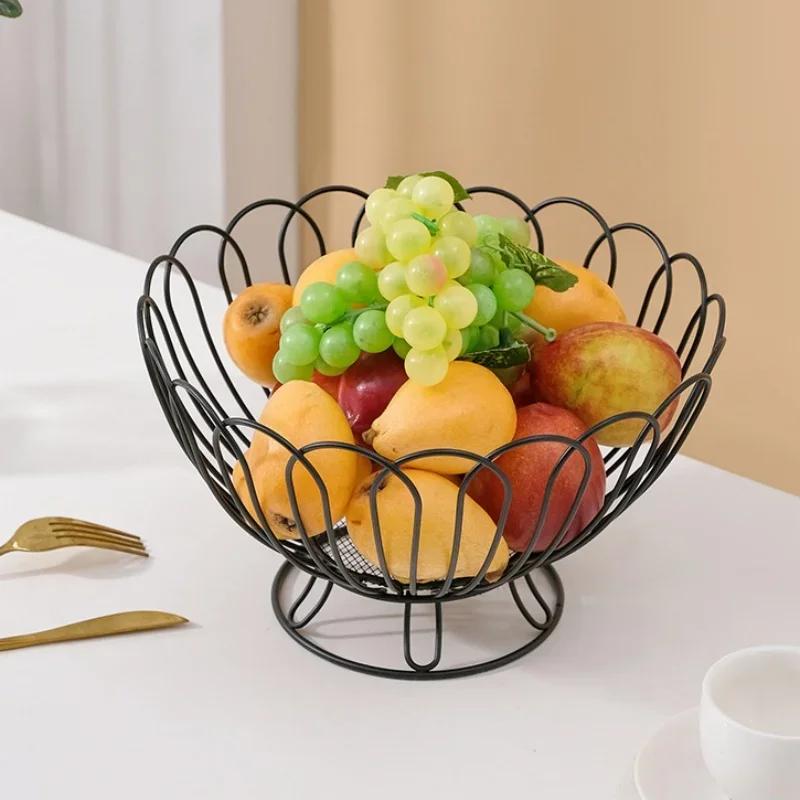 Simple Modern Iron Fruit Basket - Creative Home Fruit Container Bowl Snacks Bread Storage Drain Basket & Table Display Tray