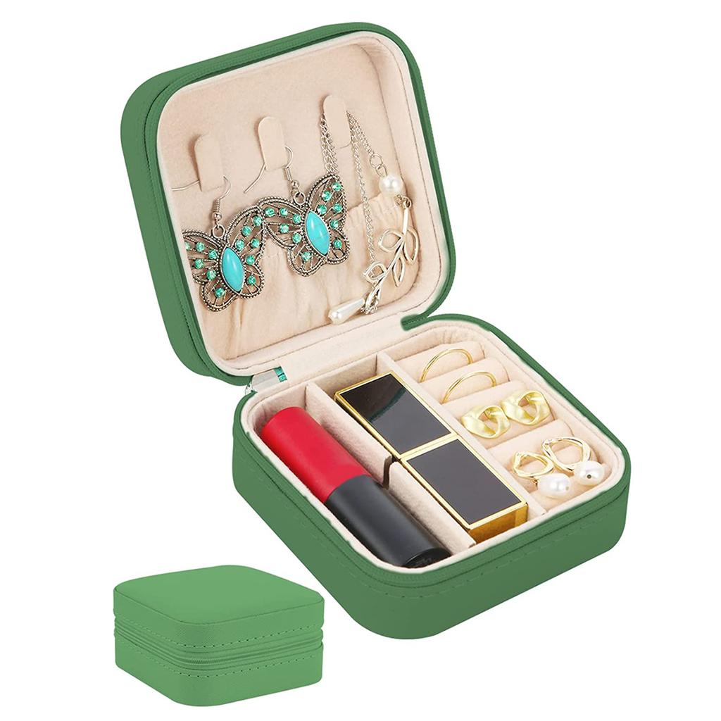 Tragbare Schmuckaufbewahrungsbox Reise-Schmuckorganizer-Etui Lederaufbewahrung Ohrringe Halskette Ring Schmuckdisplay