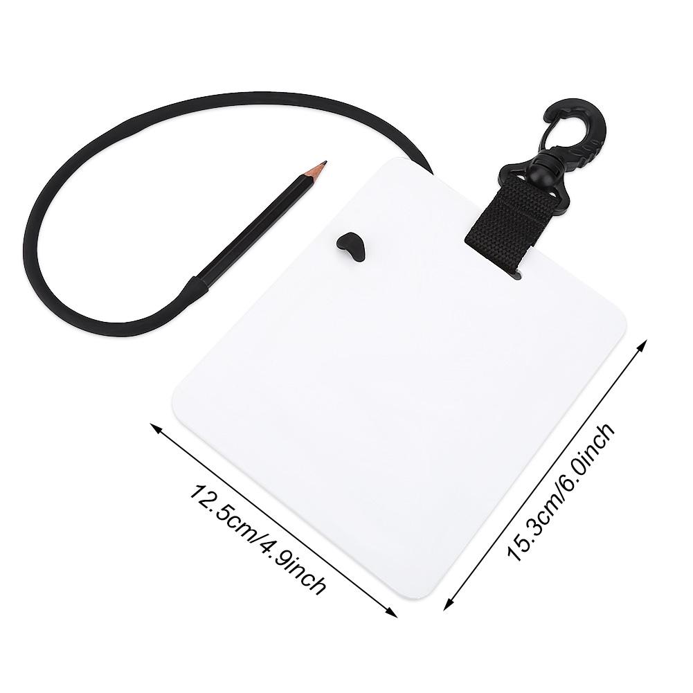 Underwater Writing Slate Board with Swivel Clip and Pencil for Water Sports Diving Swimming