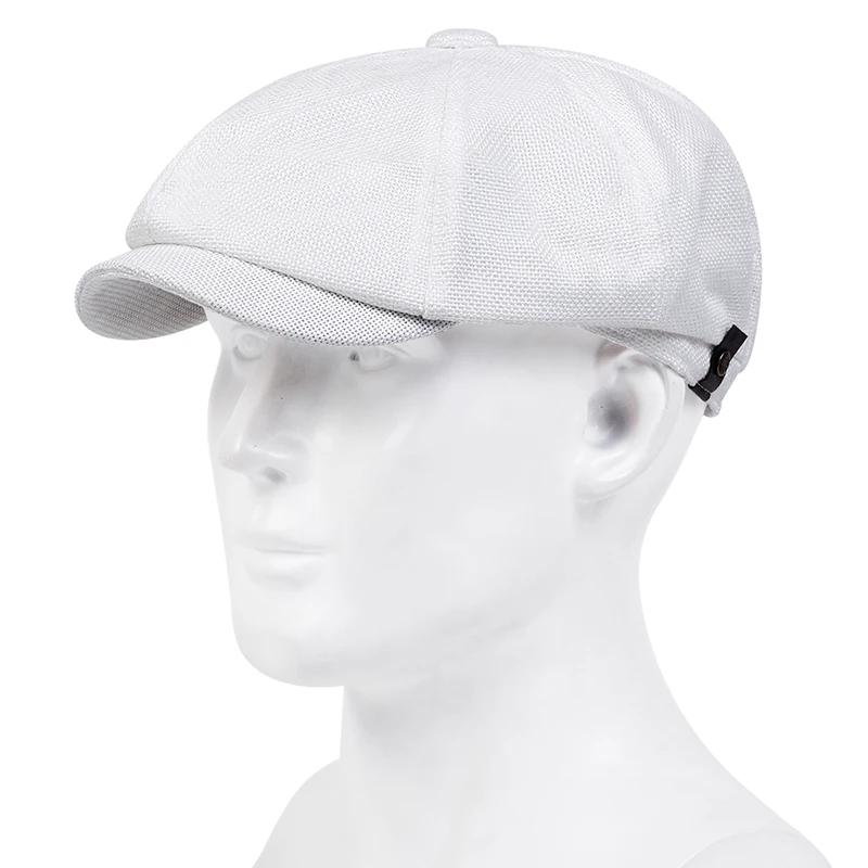 

Мужская Мода Кепка Газетчика Весна Лето Тонкая Ретро Берет Повседневные Шляпы Восьмиугольная Кепка Хип-Хоп Береты белый