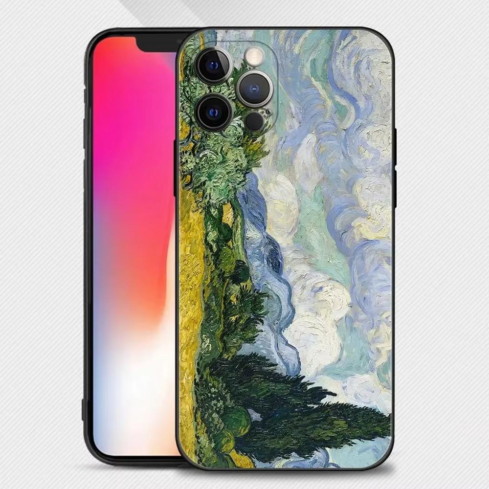 Paintings Starry Night Van Gogh Phone Case For iPhone 16 15 14 13 12 11 Pro Max XS X XR 7 8 SE Cover
