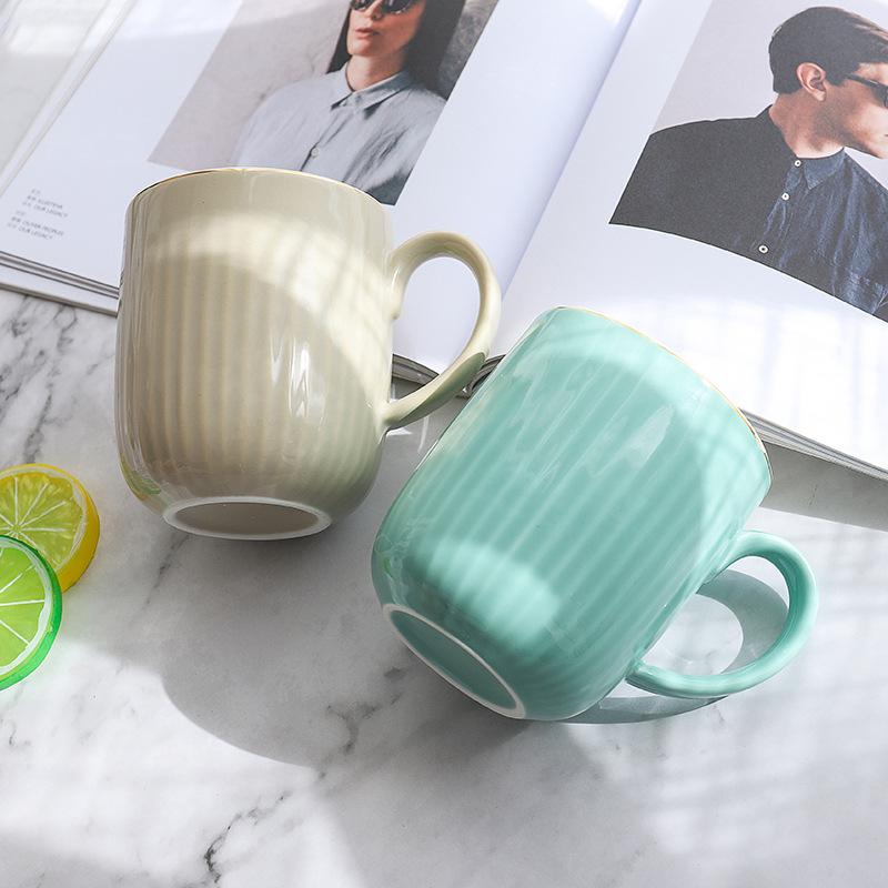 400ml Gold Stripe Mug Cute Mugs Coffee Cups Personalized Gift Cup for Tea Original and Funny Cups To Give Away Drinkware Travel