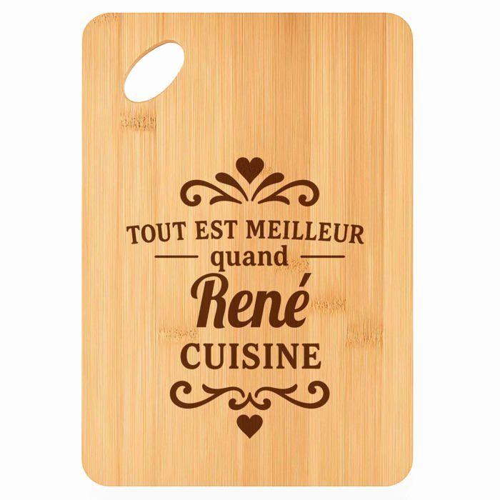 Planche à découper / Plateau apéro - PLANETEE - Meilleur quand René Cuisine - Bambou - 30 x 20 x 1 cm - Trou d'accroche 24 mm