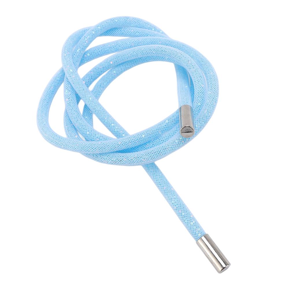 Glitter Drawstring Cord White Mesh Shiny Sequin Round String for Hoodie Clothing Shoe Sweatpants 138cm