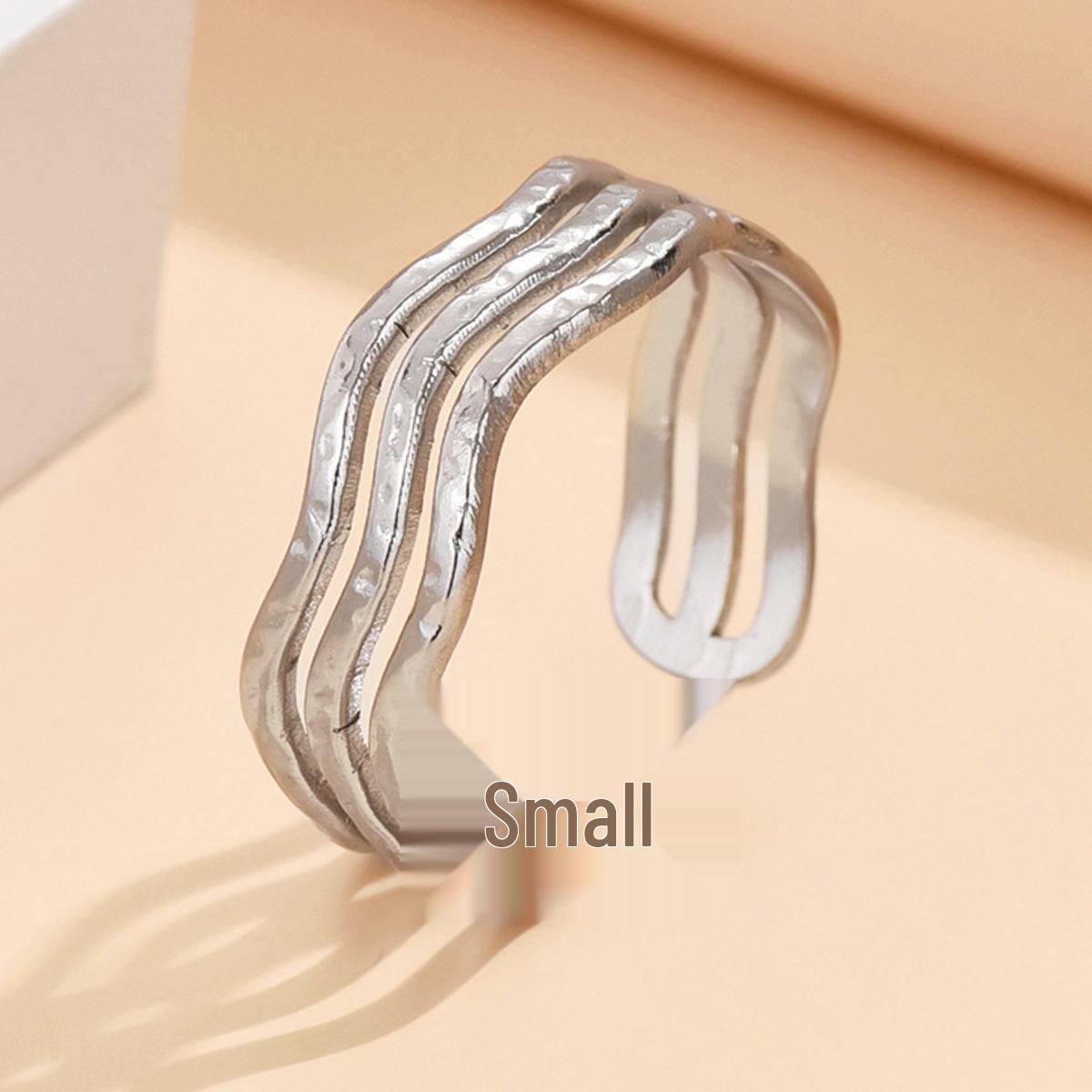 Women s Gold-Plated Stainless Steel Adjustable Wave Ring - Modern Open Design
