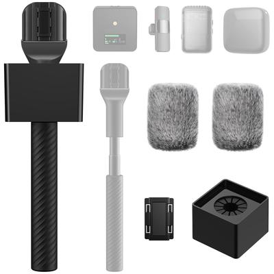TONOR Microphone Handle for DJI RODE Retractable Handheld Microphone Stand for Wireless Lavalier Microphone Interview Rig for and Reporting